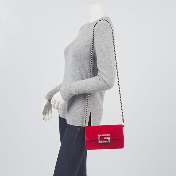 Gucci red Broadway velvet crystal G shoulder bag - Picture 9 of 16